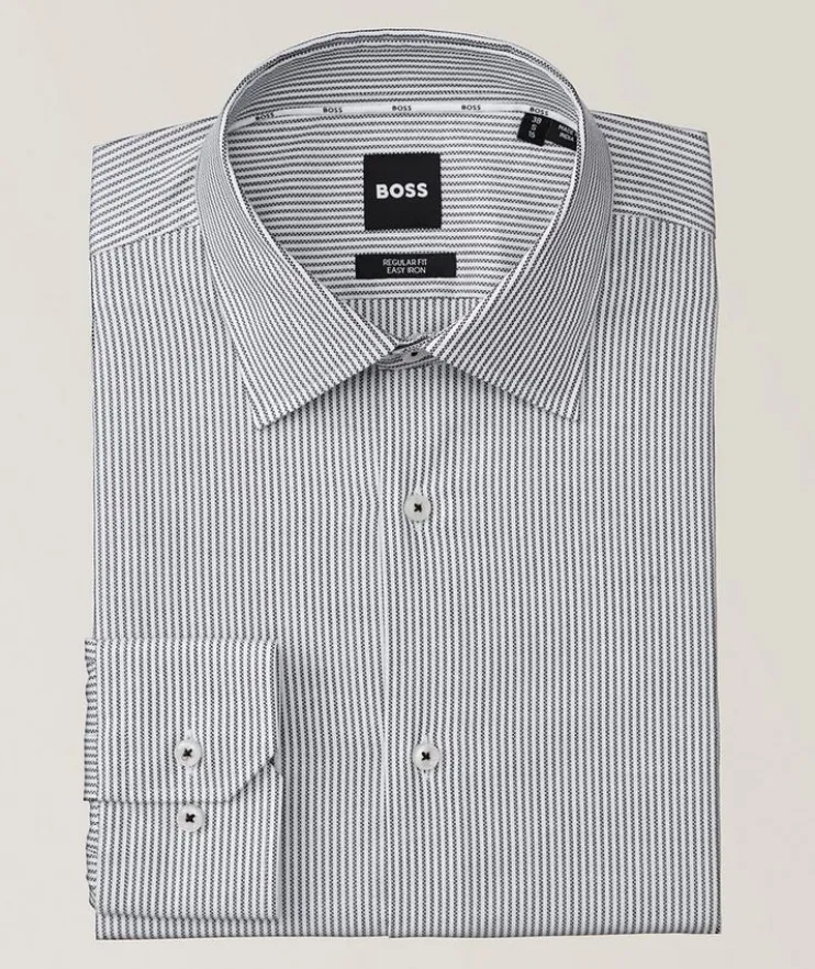 Striped Stretch-Cotton Dress Shirt