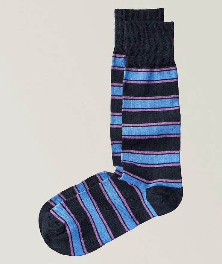 Striped Stretch-Cotton Socks