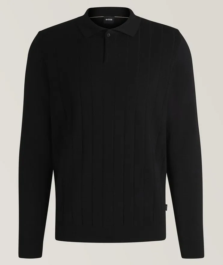 Striped Wool-Blend Knitted Polo