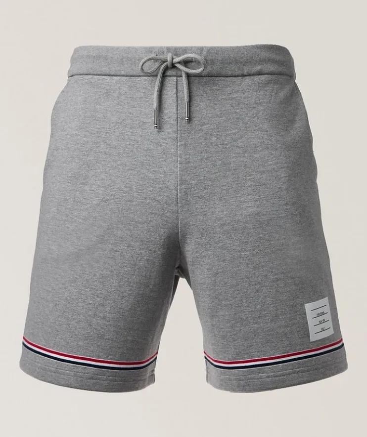 Striped-Trim Cotton Drawstring Shorts