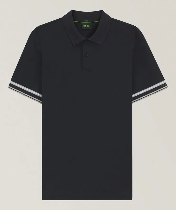 Stripe-Trim Cotton Piqué Polo