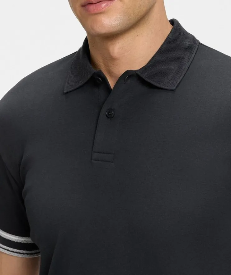 Stripe-Trim Cotton Piqué Polo