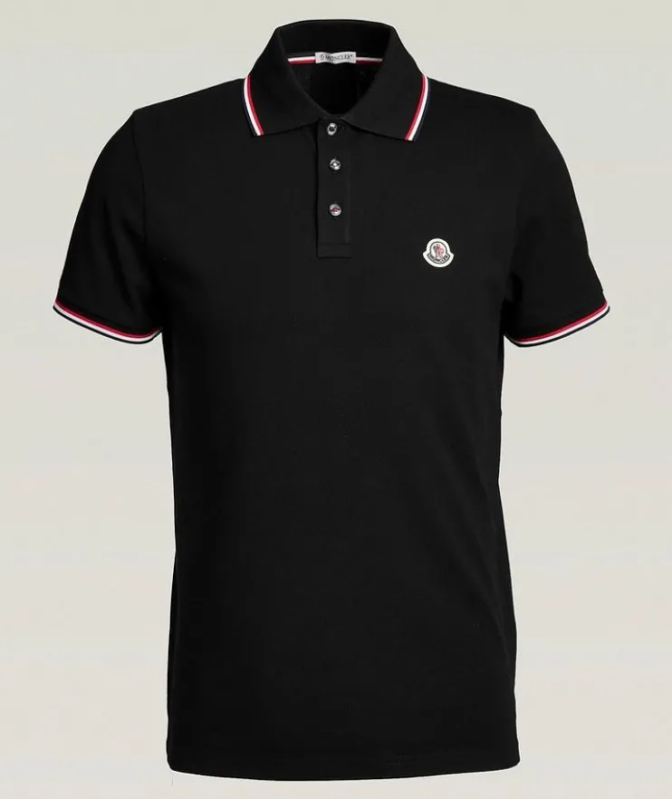 Stripe-Trim Cotton Piqué Polo