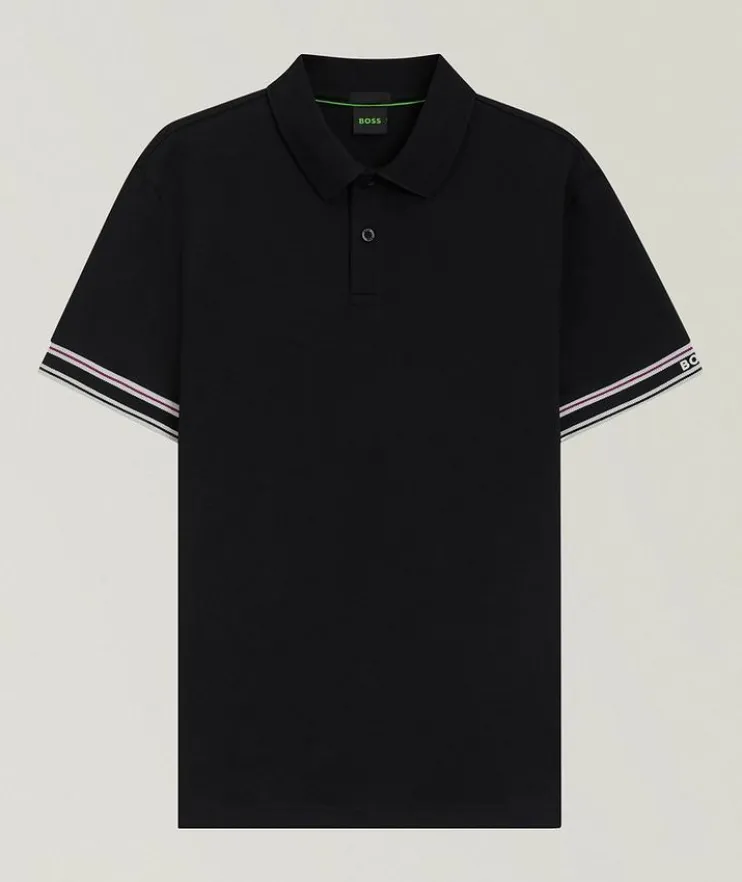 Stripe-Trim Cotton Piqué Polo