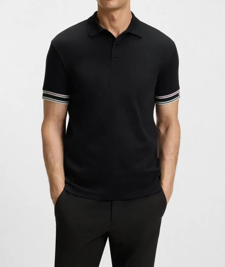 Stripe-Trim Cotton Piqué Polo