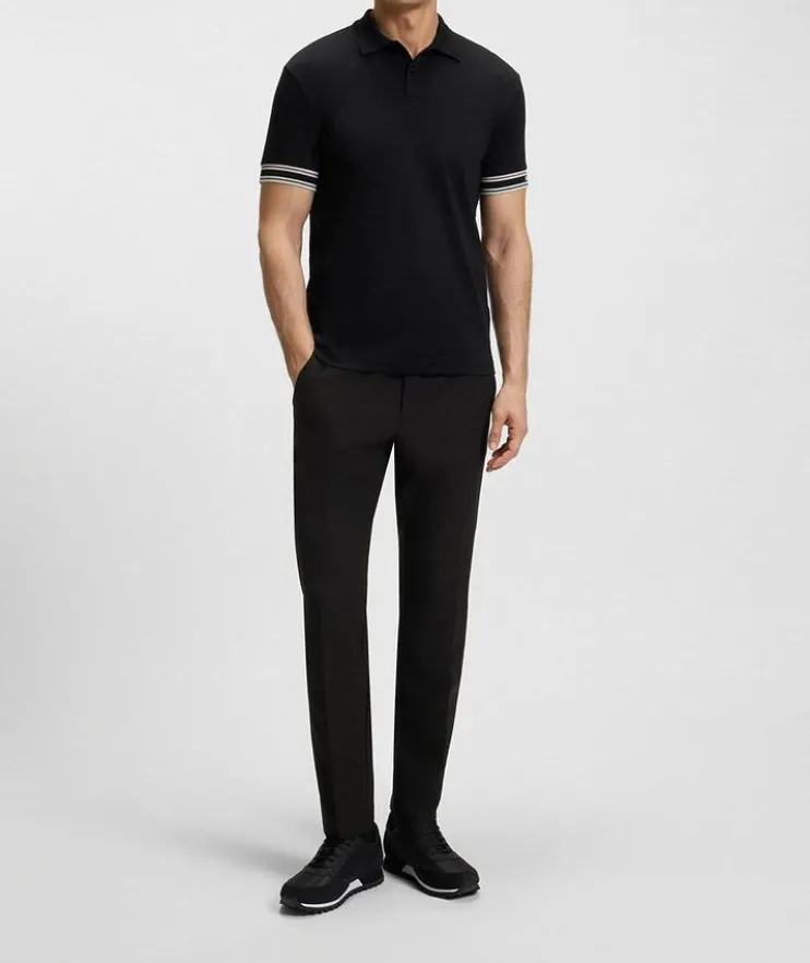 Stripe-Trim Cotton Piqué Polo