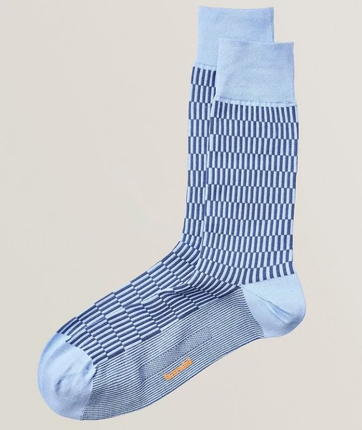 Subway Tile Stretch-Cotton Socks