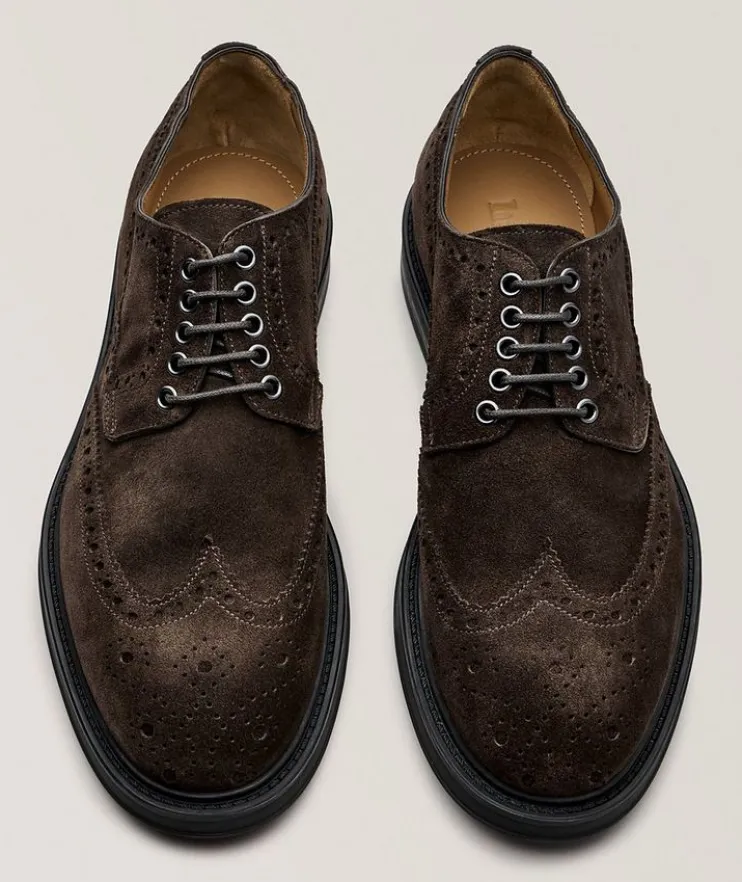 Suede Brogue Wingtip Derbies