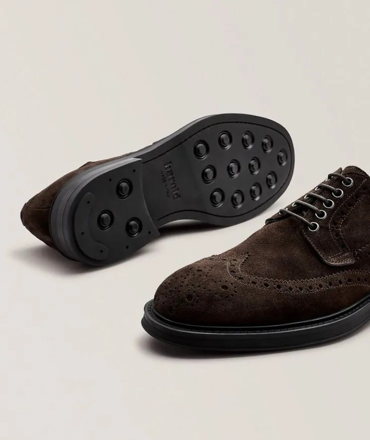 Suede Brogue Wingtip Derbies