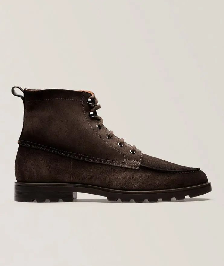 Suede Lace-Up Lug Boots