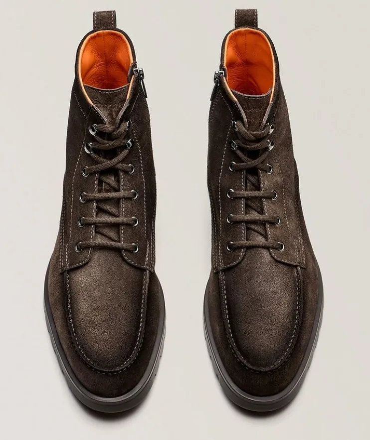 Suede Lace-Up Lug Boots