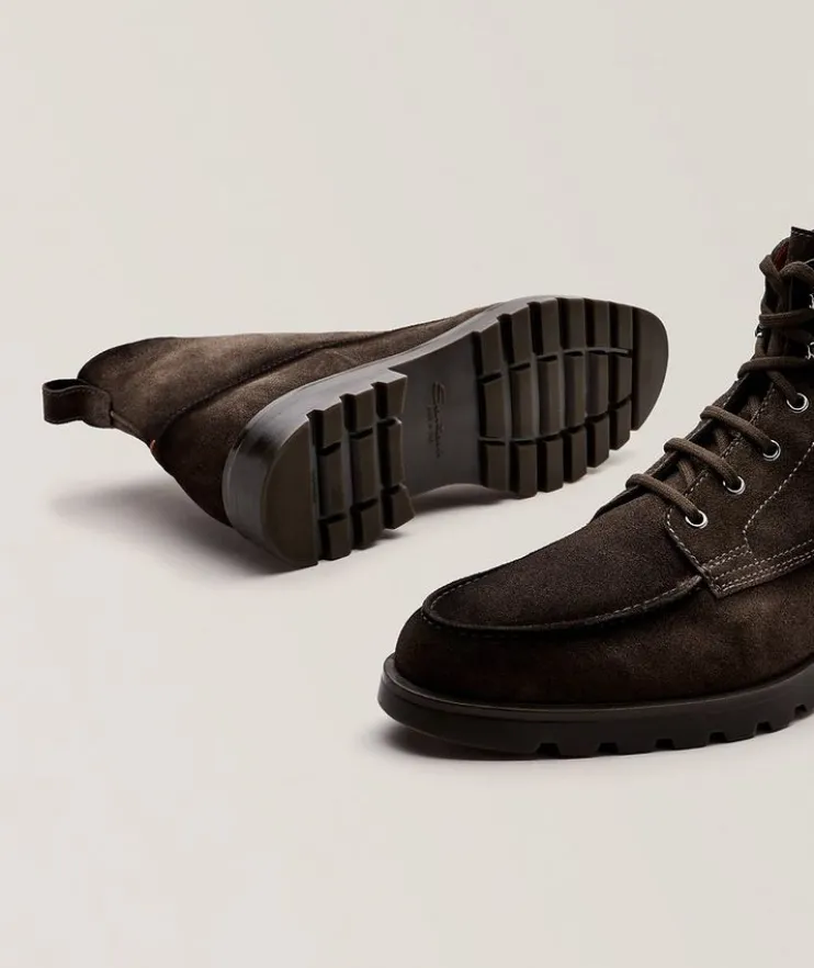 Suede Lace-Up Lug Boots