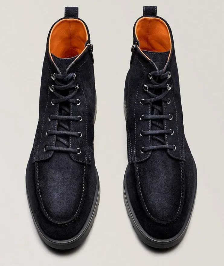 Suede Lace-Up Lug Boots