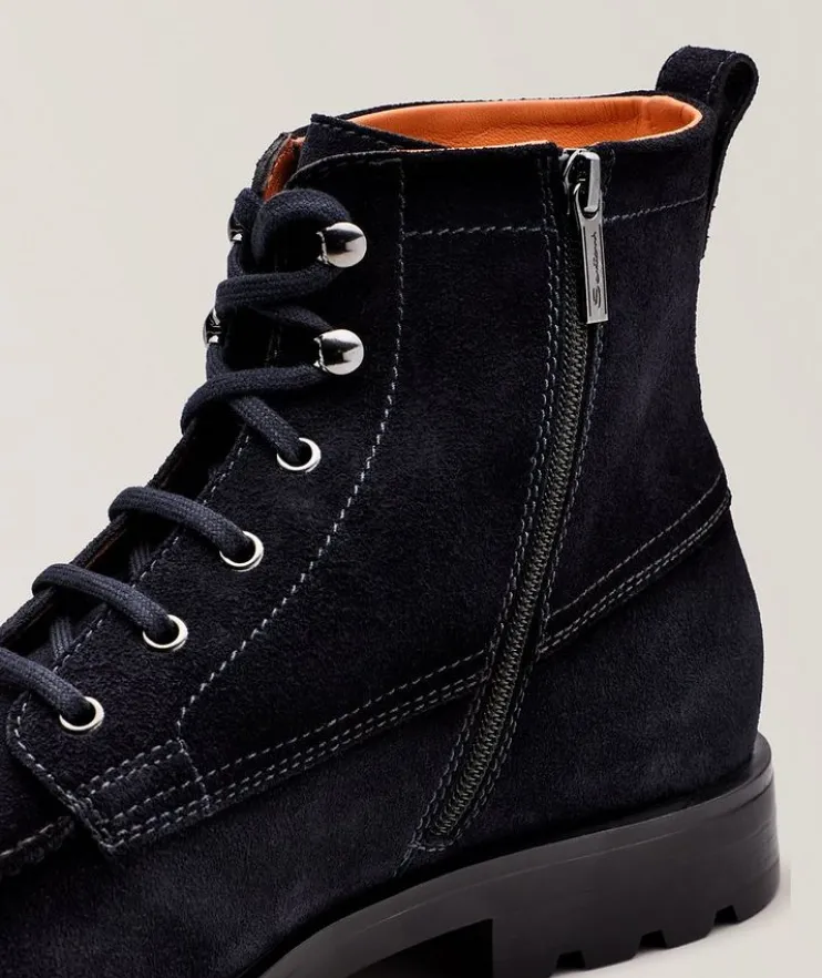 Suede Lace-Up Lug Boots