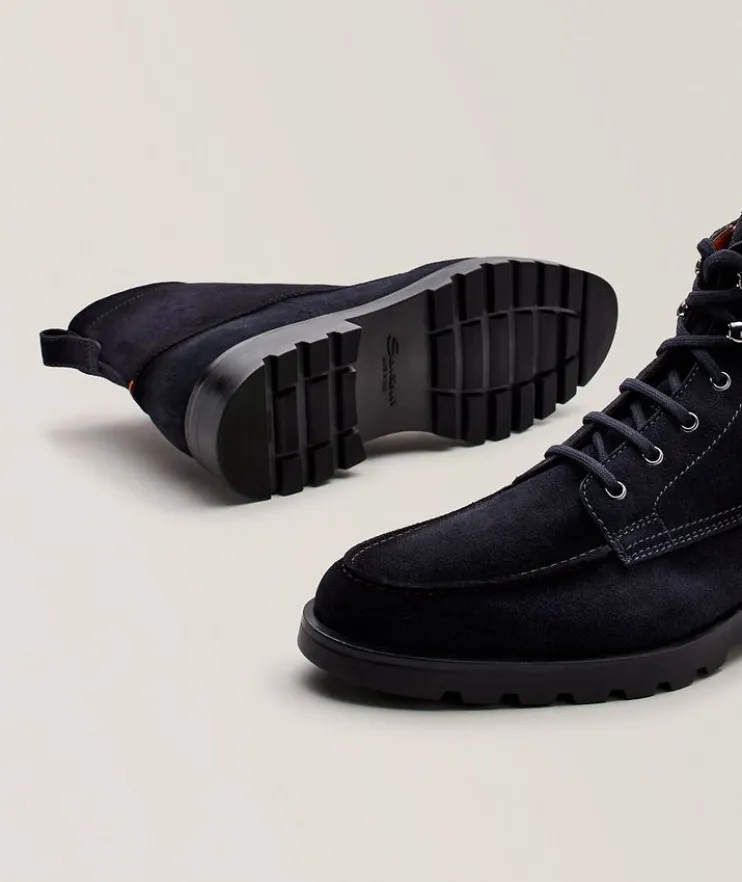 Suede Lace-Up Lug Boots