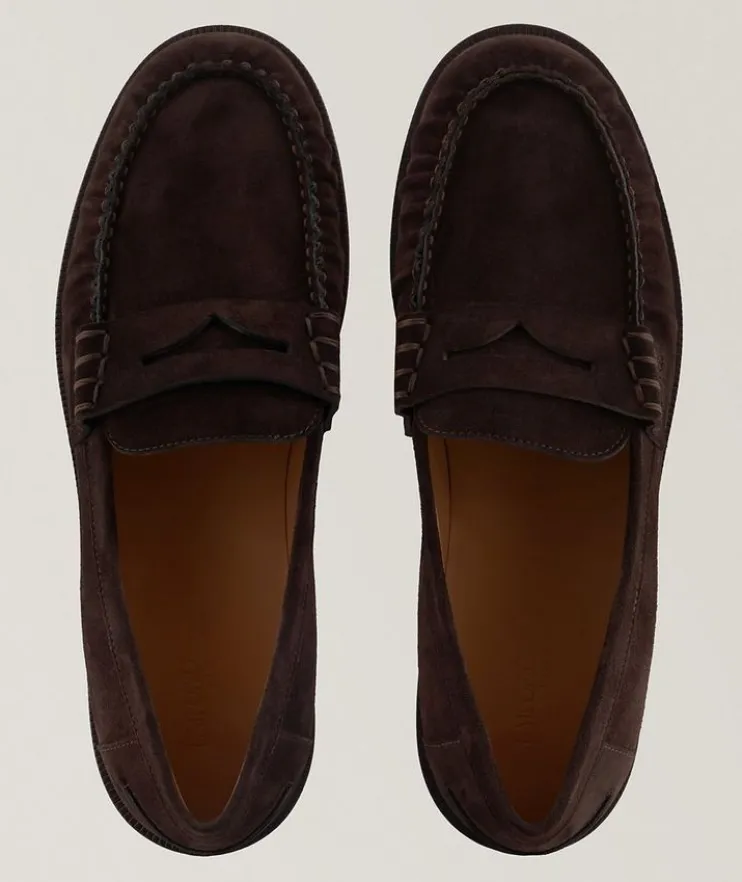 Suede Moccasin Penny Loafers