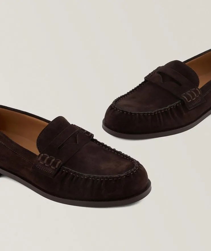 Suede Moccasin Penny Loafers