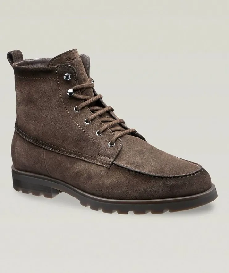 Suede Shearling Lined Lug Boots