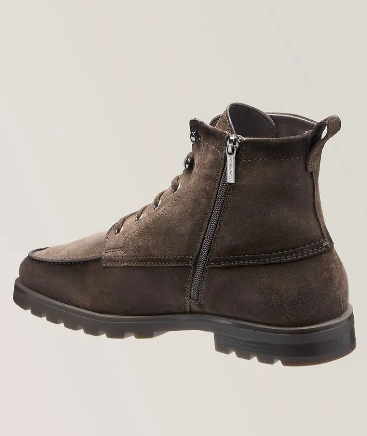 Suede Shearling Lined Lug Boots
