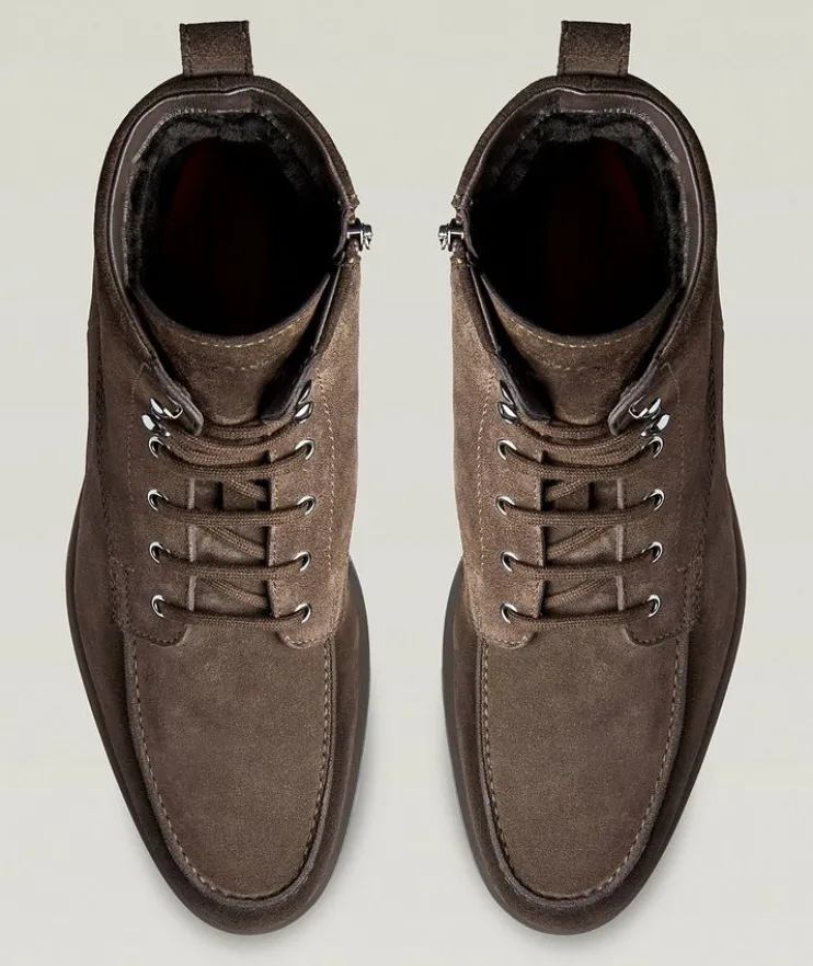 Suede Shearling Lined Lug Boots