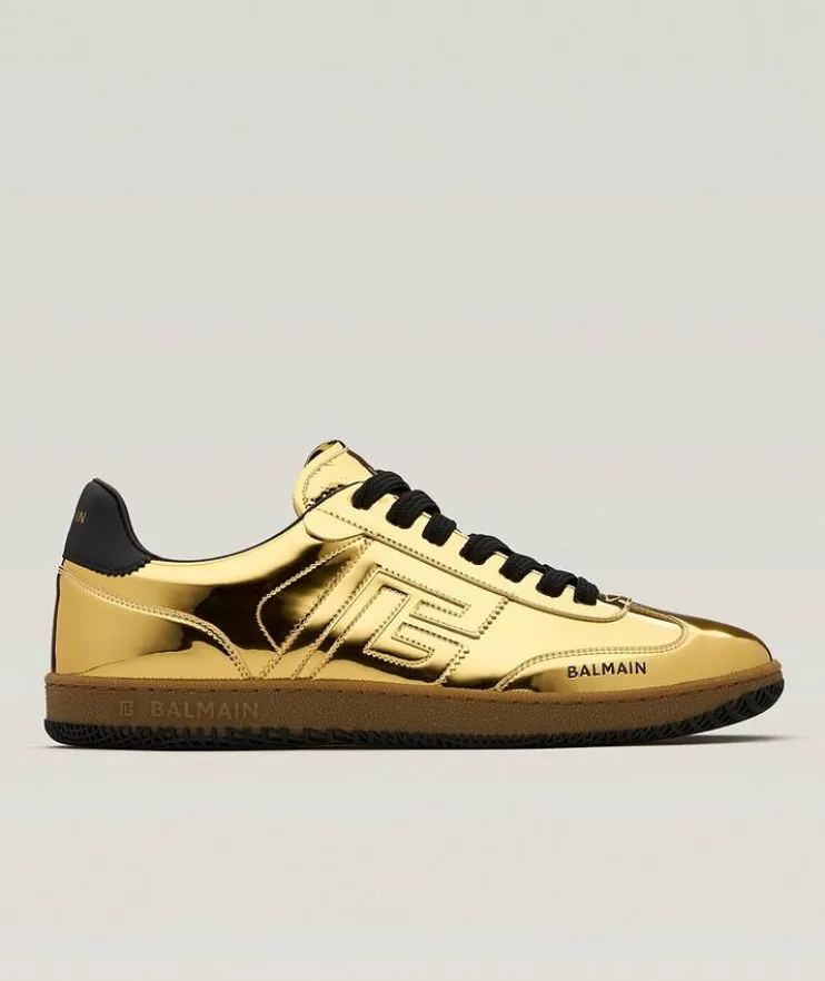 Swan Mirror-Effect Leather Sneakers