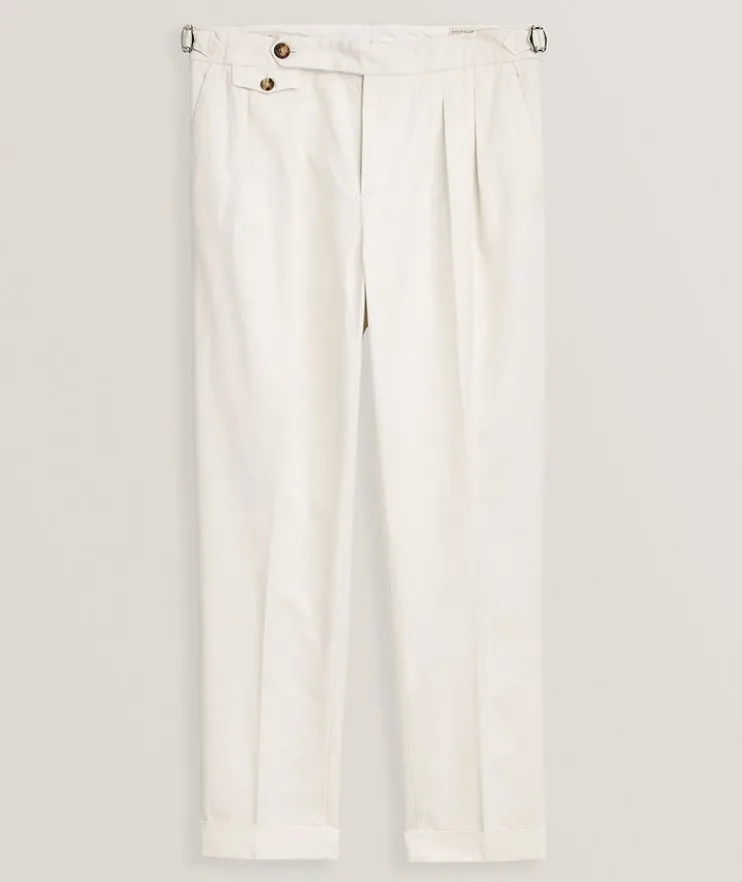 Tailor-Fit Pleated Cotton Pants