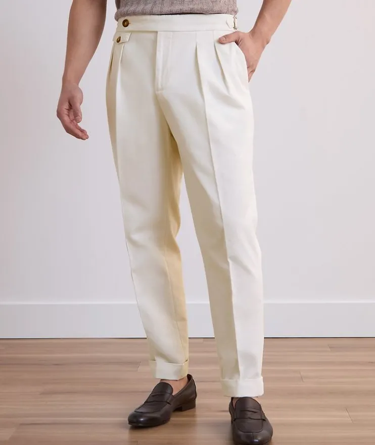 Tailor-Fit Pleated Cotton Pants