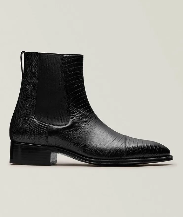 Tejus Lizard-Printed Leather Chelsea Boots