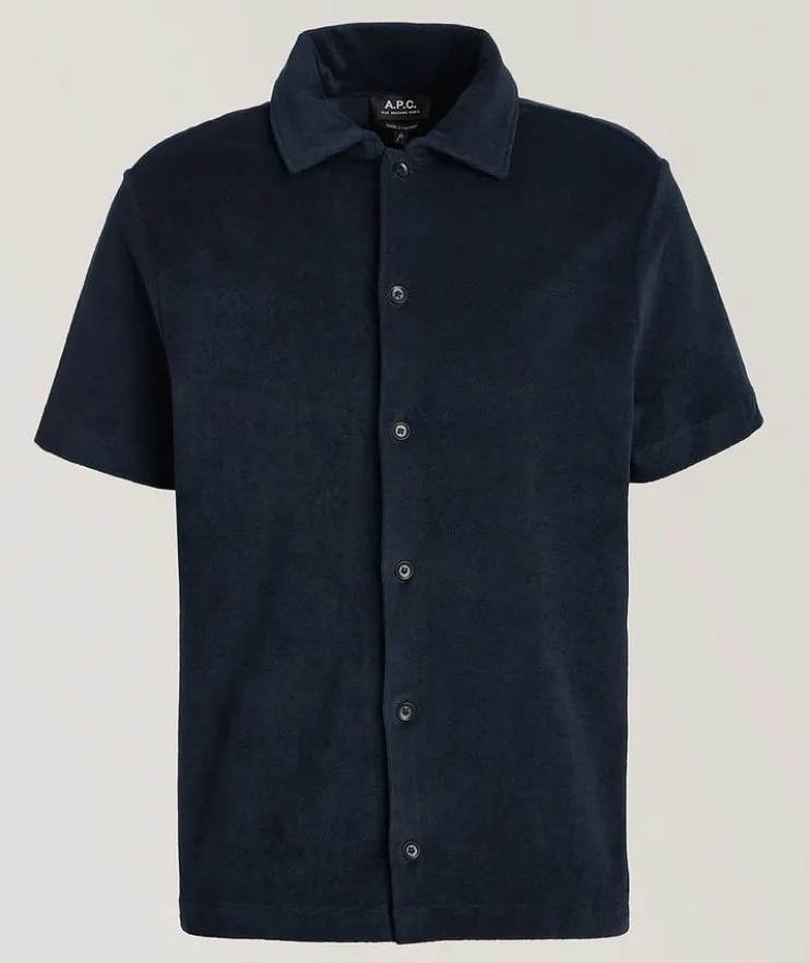 Terry Cotton Full-Button Polo