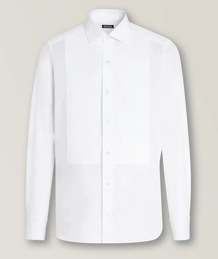 Textured Bib Cotton Tuxedo Shirt