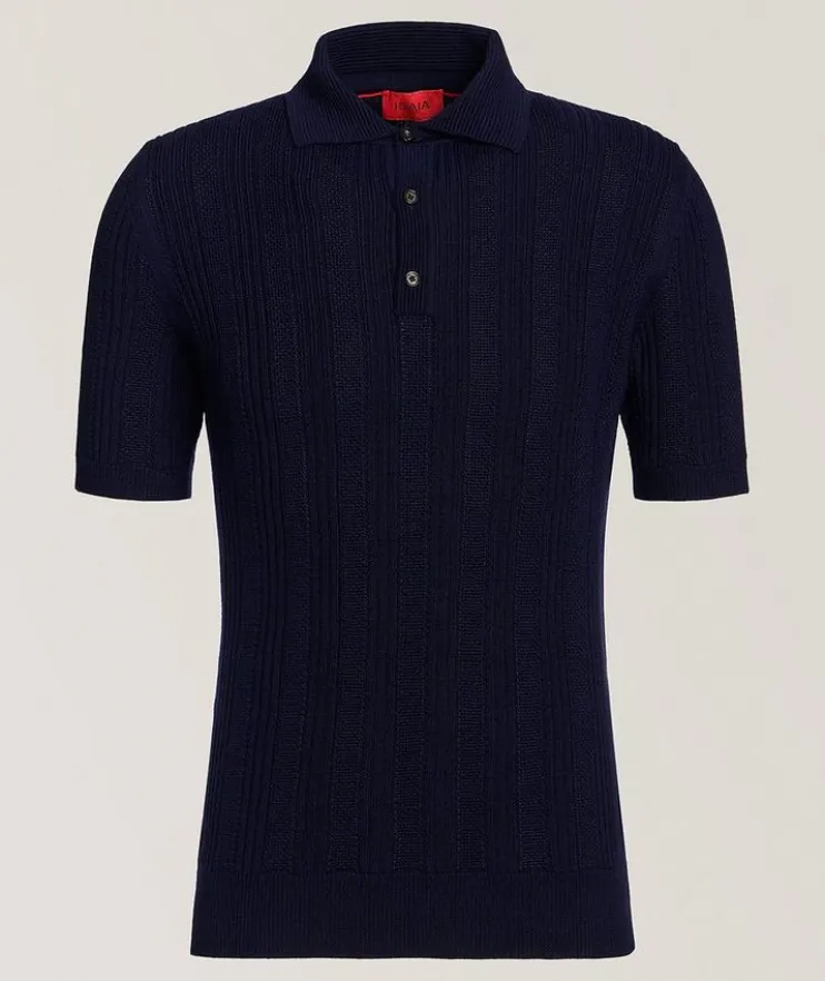 Textured Cashmere-Silk Knit Polo