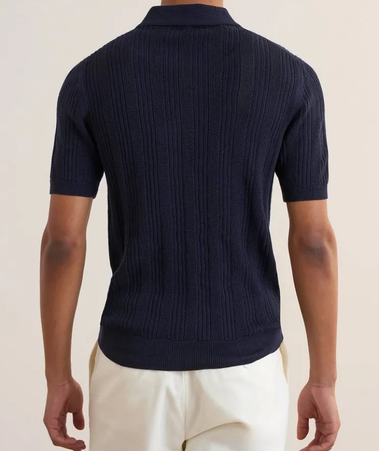 Textured Cashmere-Silk Knit Polo