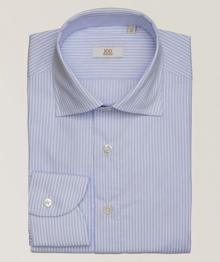 Textured Fine Stripe Cotton Dress Shirt