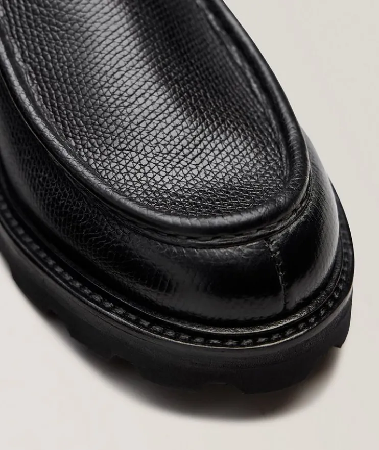 Textured Leather Lug Boots