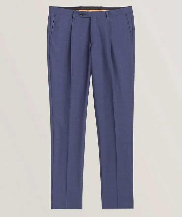 Textured Pleated Wool Pants