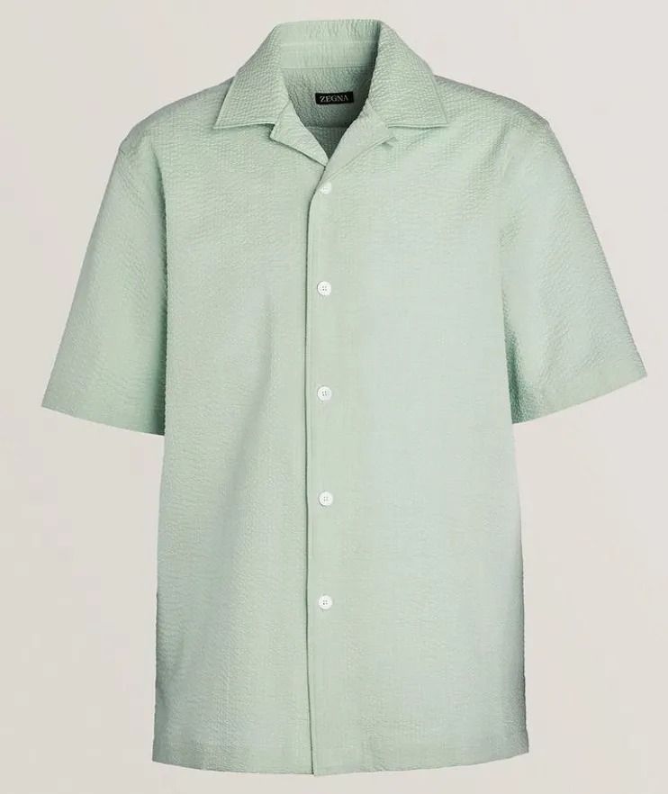 Textured Pure Cotton Camp Shirt