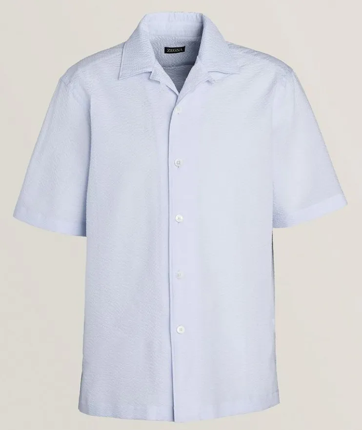 Textured Pure Cotton Camp Shirt