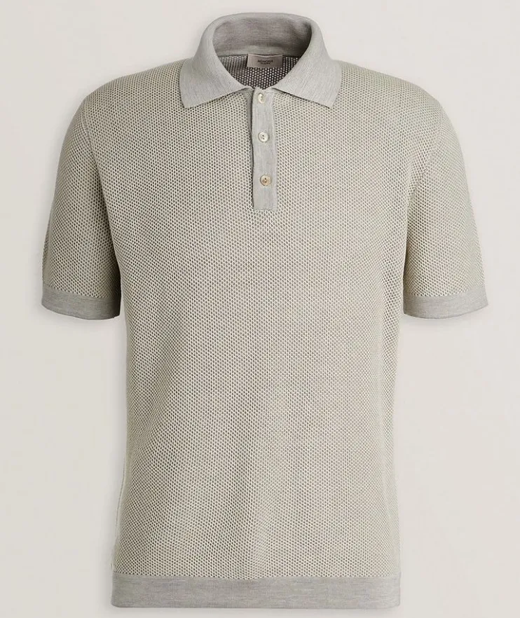 Textured Silk-Cotton Polo Shirt