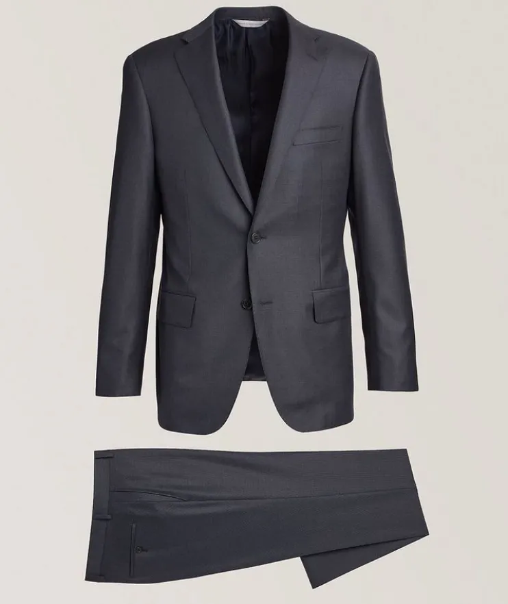Textured Solid Wool Suit