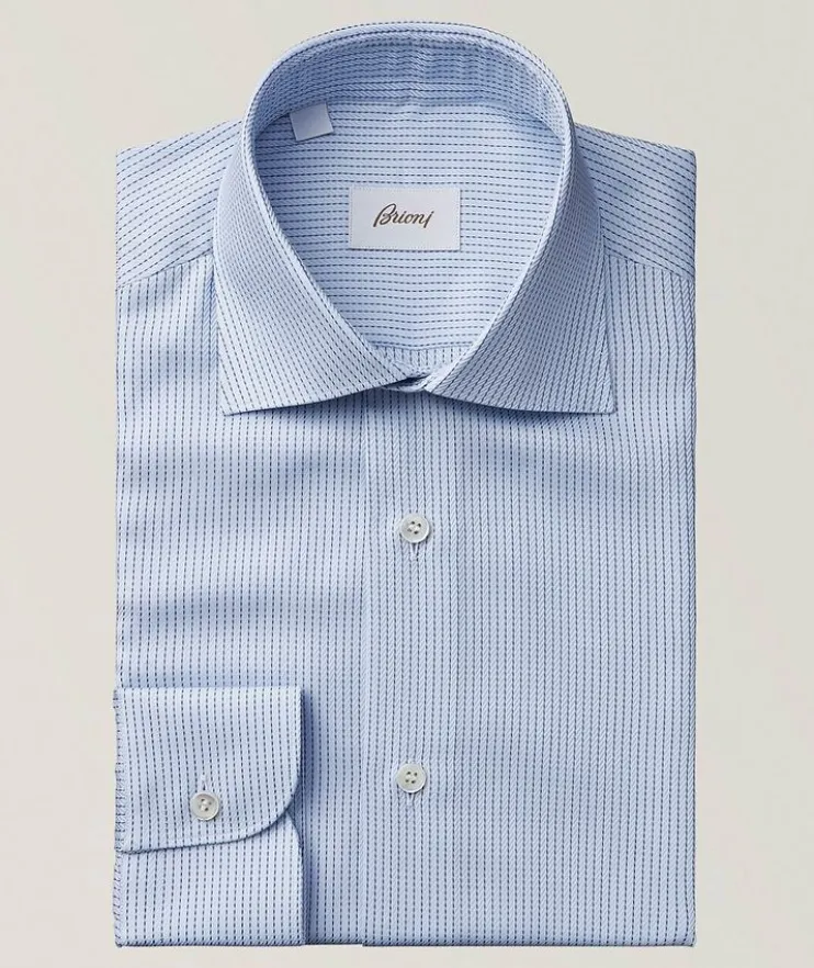 Textured Stripe Cotton Dress Shirt