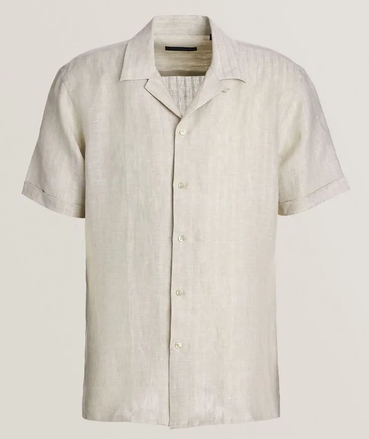 Textured Stripe Linen Camp Shirt