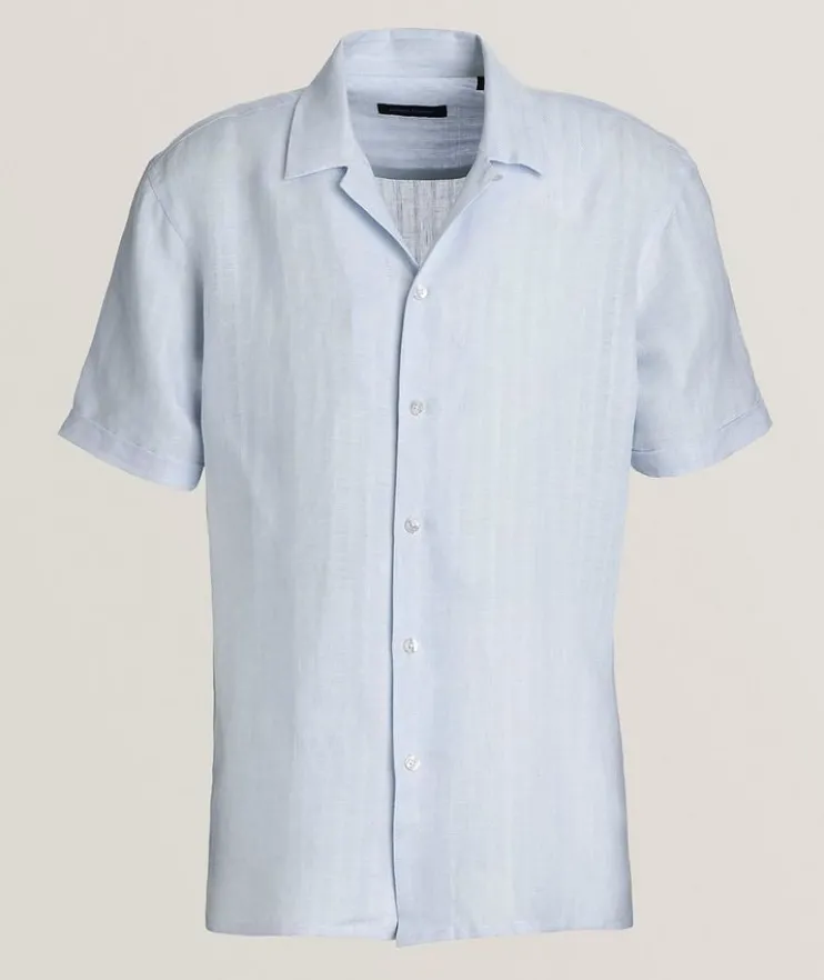 Textured Stripe Linen Camp Shirt
