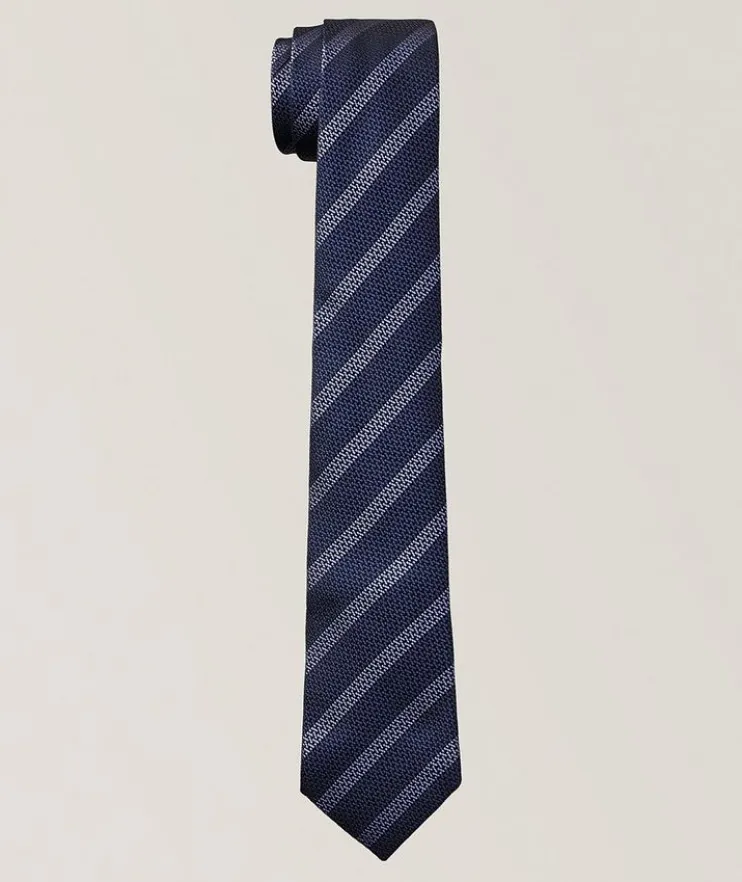 Textured Stripe Silk Tie