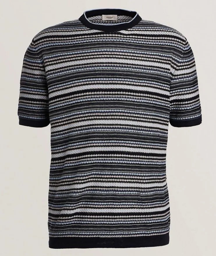 Textured Striped Knit T-Shirt