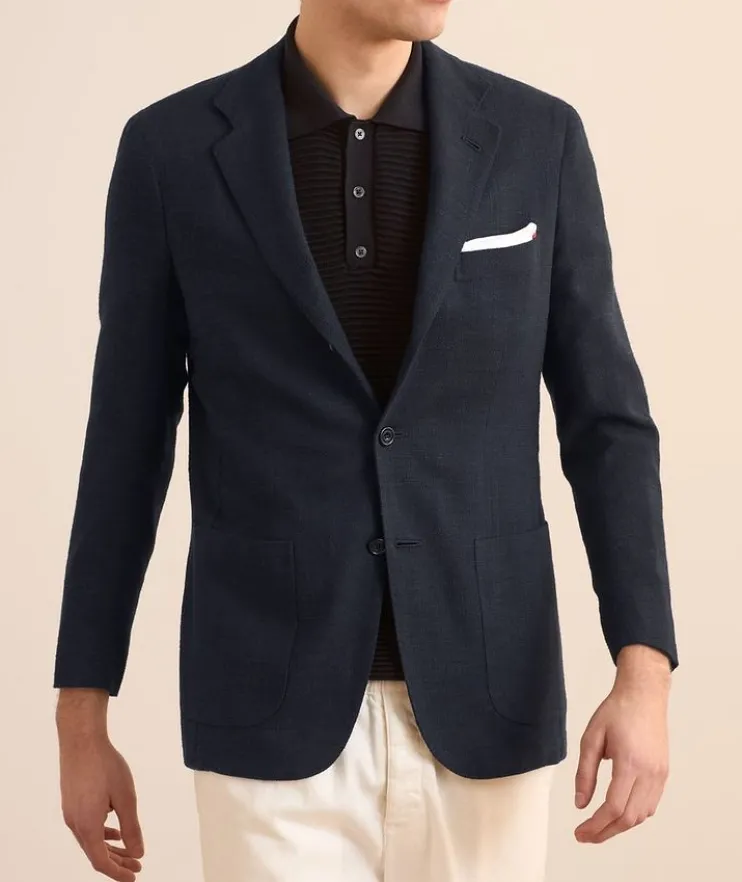 Textured Wool-Blend Sport Jacket