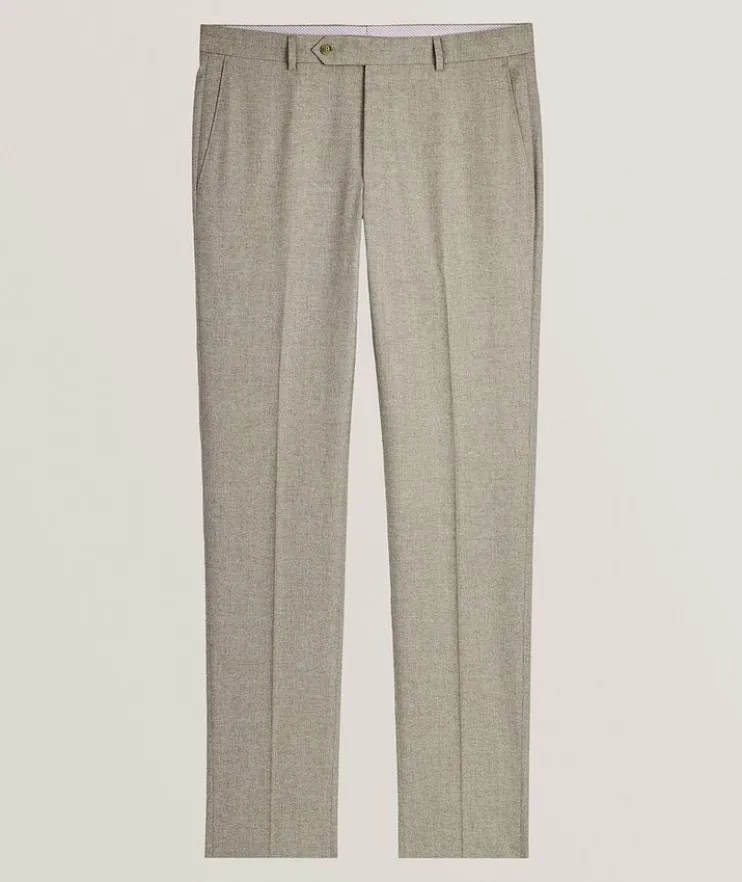 Textured Wool-Cotton-Silk Blend Dress Pants