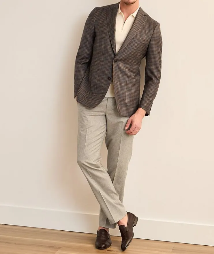 Textured Wool-Cotton-Silk Blend Dress Pants