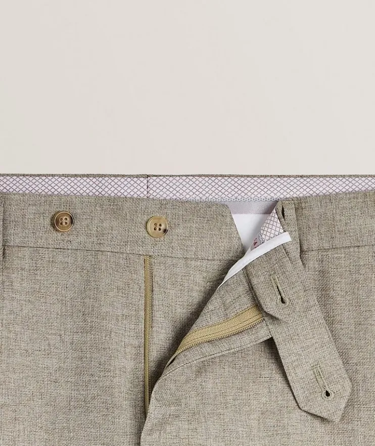 Textured Wool-Cotton-Silk Blend Dress Pants