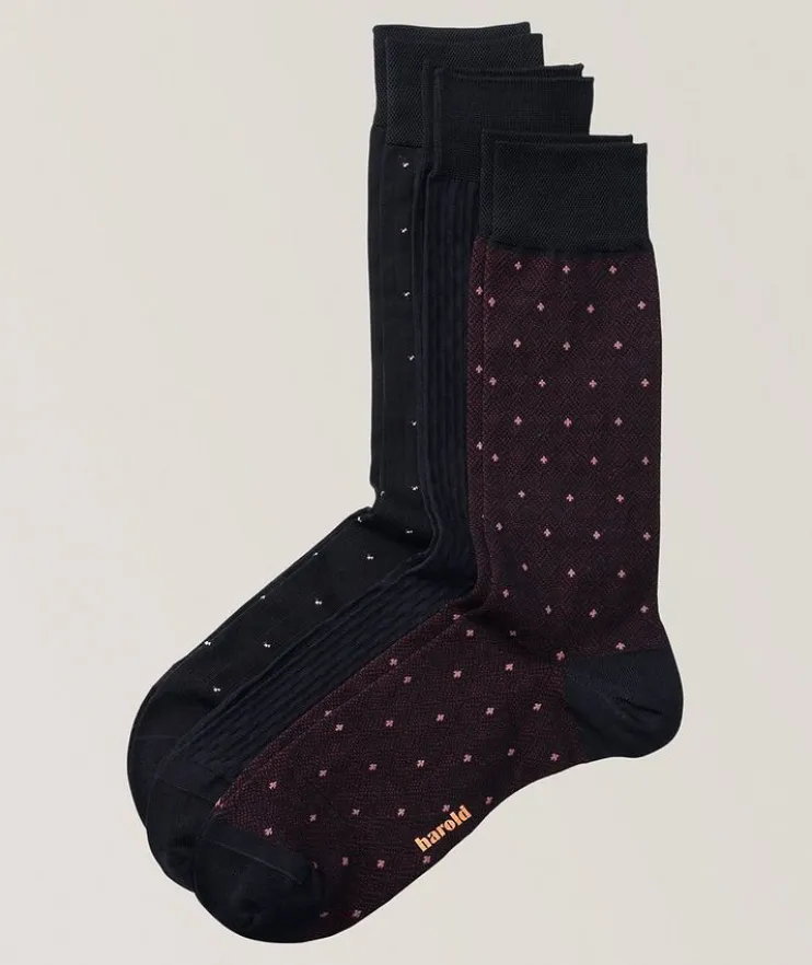 Three-Pack Stretch-Cotton Socks