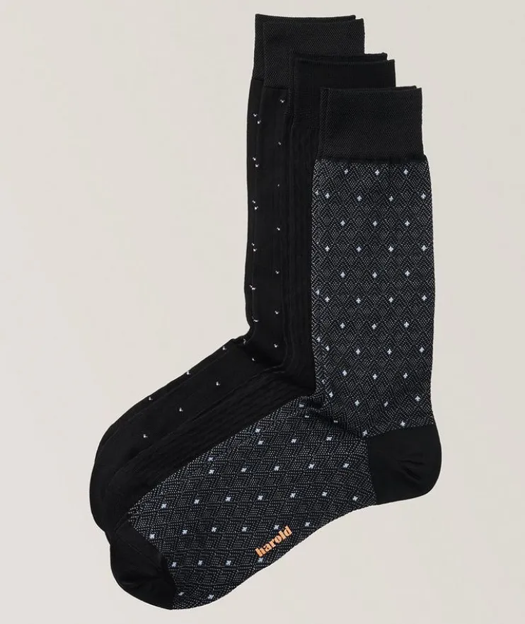 Three-Pack Stretch-Cotton Socks